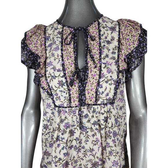 Ulla Johnson NWT Cora Purple Cream Double Flutter Tie Top 2 - Picture 6 of 9